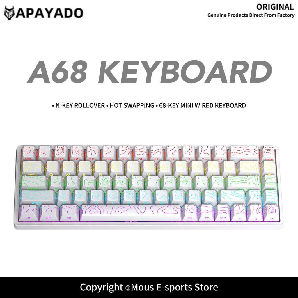 APAYADO A68 Keyboard Mekanis B - Keyboard Gaming Blue Switch ulasan dan harga
